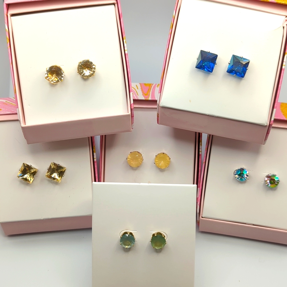 Large Stud Faceted Earrings